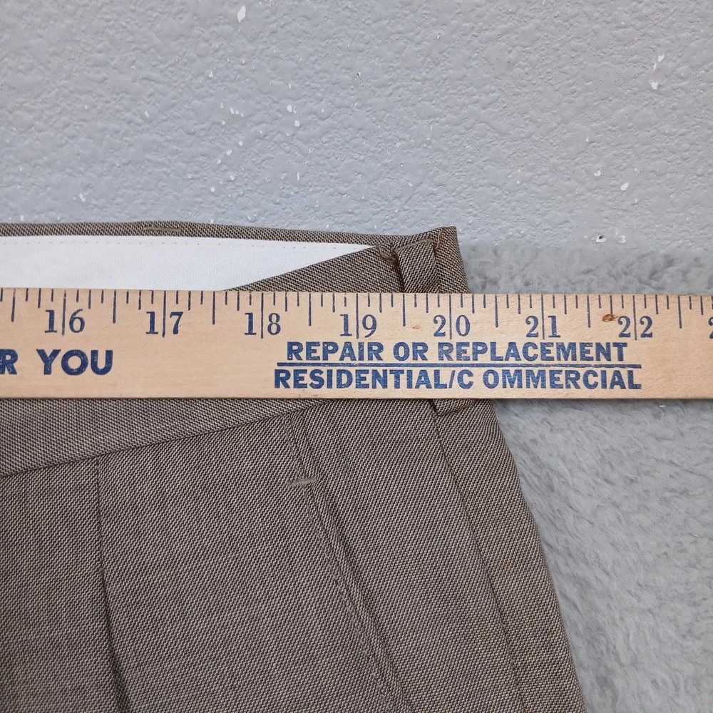 Paul Fredrick Dress Pants‎ Mens 40 Tan Plaid 100% Wool Flat Front Tailored
